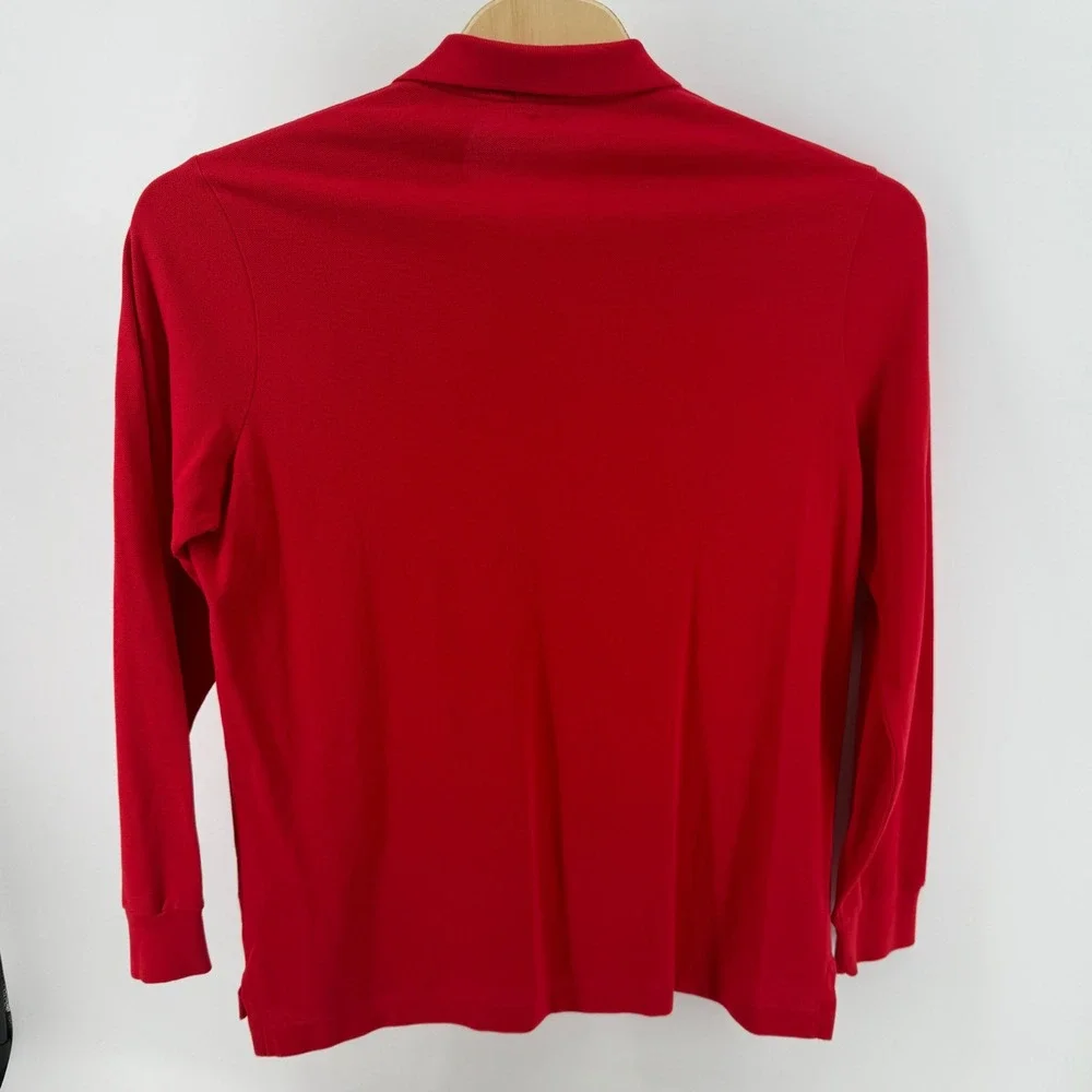 Polo Ralph Lauren Mens Red Long Sleeve Crest Logo Polo Shirt Classic Fit Large